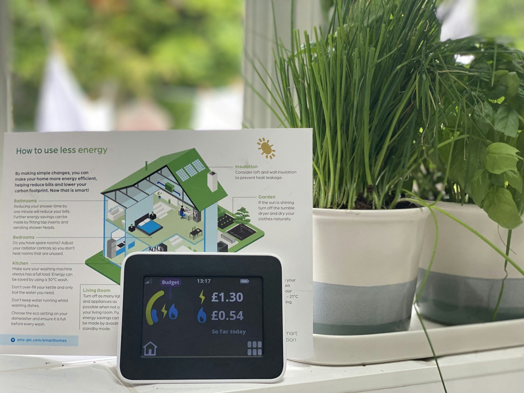 Domestic smart energy display showing current electricity use